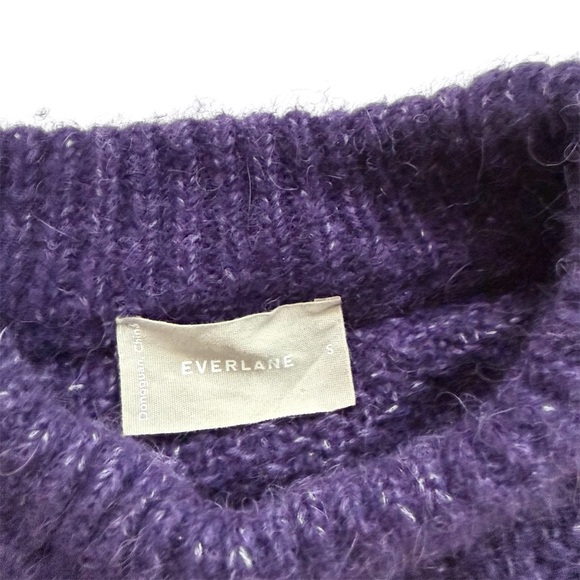 Everlane Cloud Cable Knit Merino Pima Alpaca Wool Crew Neck Sweater Purple Ink - Picture 5 of 9